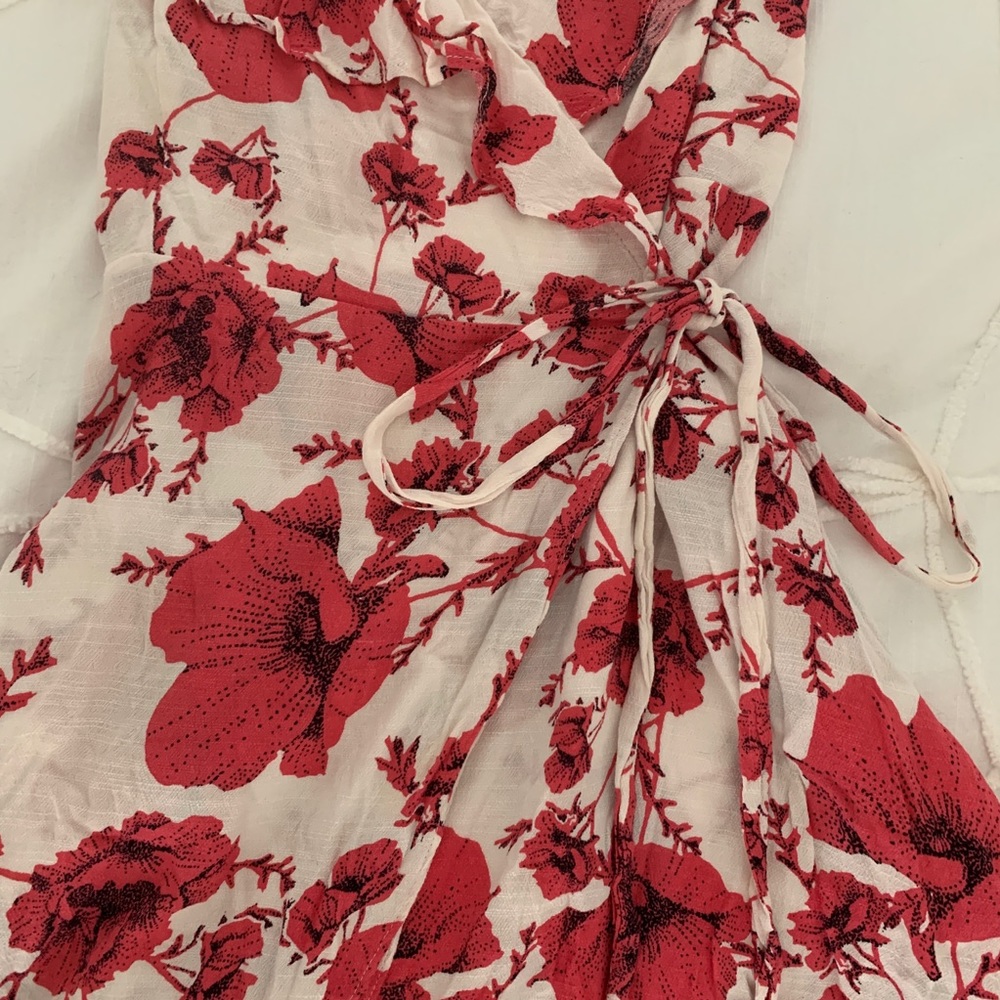 Free People French Quarter Wrap Mini Dress Hot Pink Floral - Picture 9 of 14